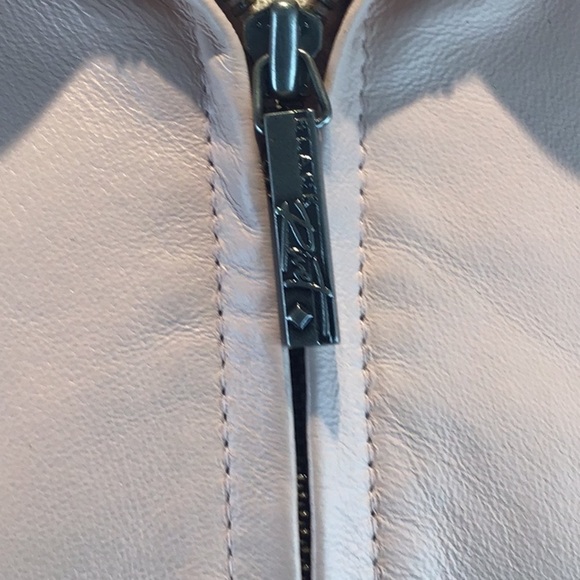 Black Rivet Blush Pink Retro Leather Moto Jacket Size Large - Picture 13 of 14